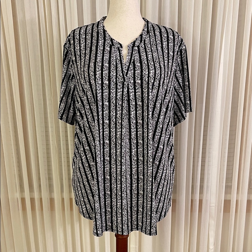Cato Black and White Striped Blouse